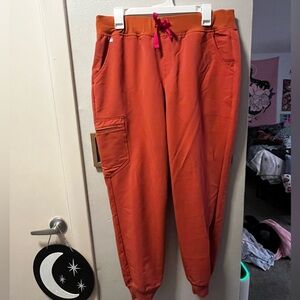 Womens figs orange joggers size large